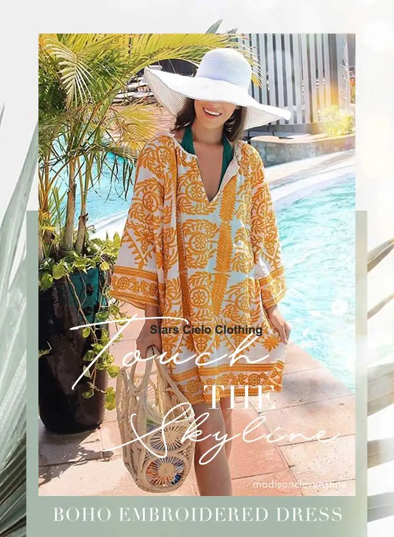 Boho вышитое платье в желтом цвете 3/4 с расклешенными рукавами Мини Летнее платье с v-образным вырезом праздничное шикарное женское платье в украинском стиле tassle gypsy vestido