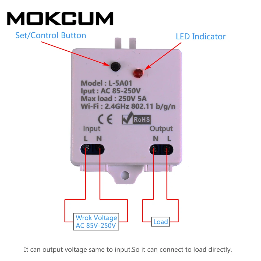 2,4G IoT беспроводной wifi Интеллектуальный переключатель управления 5A релейный модуль AC 85 V-250 V для мобильного телефона пульт дистанционного управления