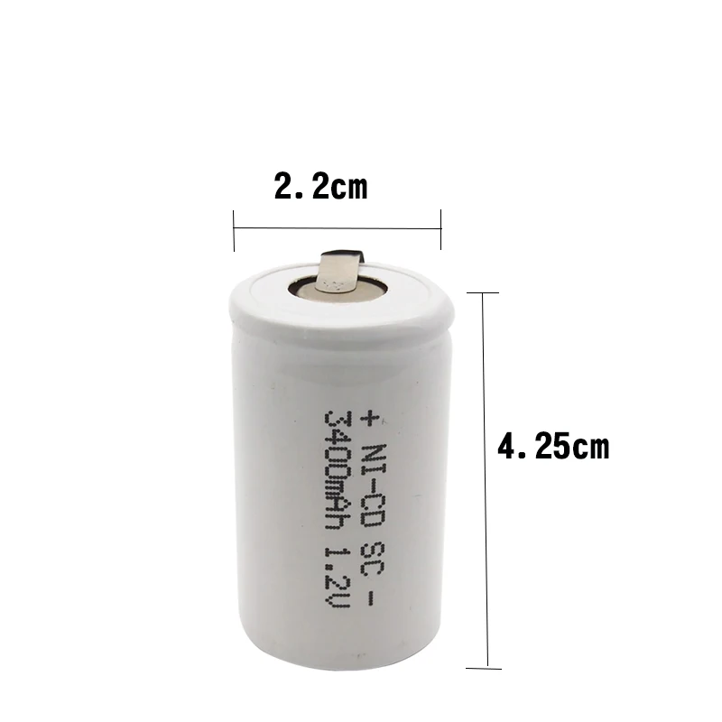 12 шт MJKAA SC 1,2 V перезаряжаемая батарея 3400mAh SC Sub C Ni-CD ячейка со сварочными вкладками для электрической дрели шуруповерт