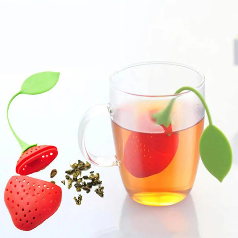 

1 PCS Kitchen Supplies Tea Strainer Non-toxic Strawberry Shape Silicone Tea Infuser Tea Bag Teapot Accessory