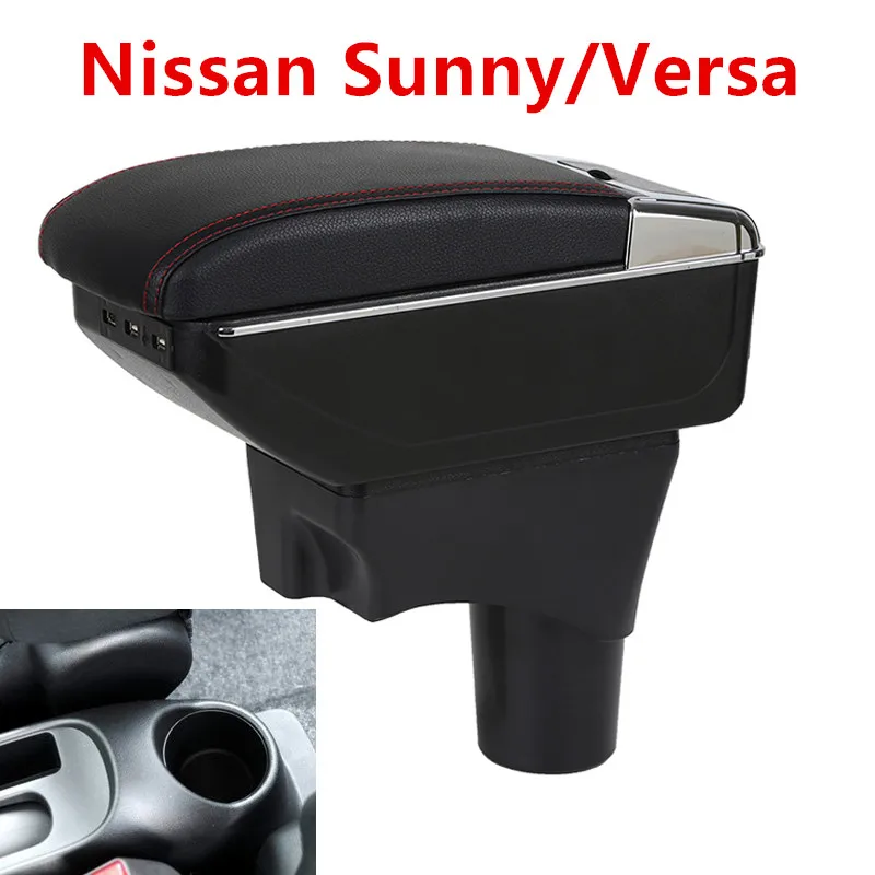 

For Nissan Sunny/Versa armrest box PU Leather central Store content box cup holder car-styling accessories parts 11-16