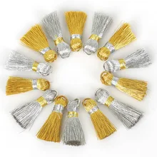 Franges de garniture en tissu de coton et soie, 20 pièces, or/argent, pour décoration de mariage maison, bricolage, accessoires pour rideaux de couture