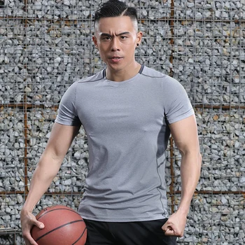 

Men Sport Running Shirt Short Sleeve Quick Dry Basketball Soccer Training T Shirt Breathable Men Gym Clothing Sportswear Y50