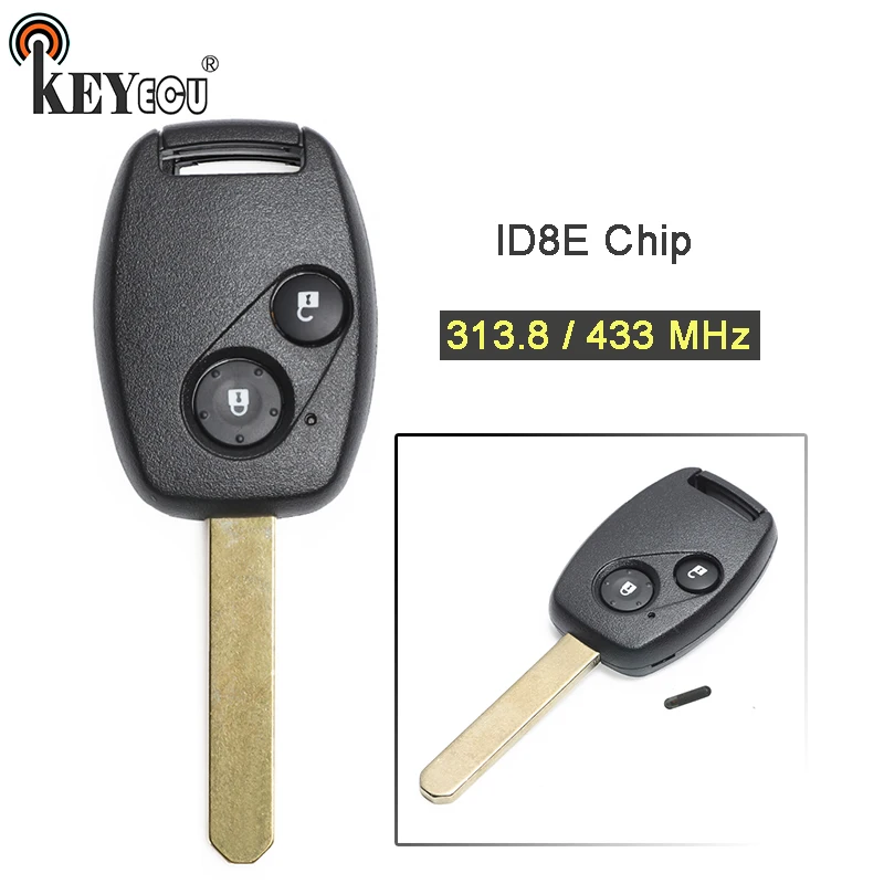 KEYECU 10x 313 8/433 МГц ID8E замена чипа 2 кнопки дистанционного ключа Fob для Honda CR-V Jazz FR-V Accord