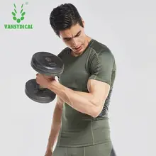 Vansydical компрессионная рубашка для бега спортивные рубашки с коротким рукавом для мужчин s быстросохнущие фитнес-тренировочные рубашки для бега спортивные топы для мужчин
