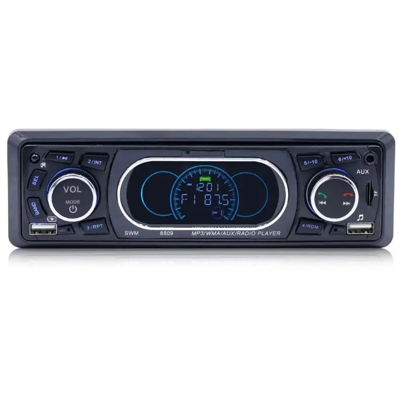 SWM 8809 1 Din в тире стерео MP3 плеер 12 V ЖК, Радио Bluetooth RCA AUX Dual USB с 21-ключ дистанционное управление для автомобиля радио