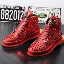 Новое поступление мужские повседневные панк ночной клуб платье обуви натуральная кожа сапоги на заклепках обувь на плоской платформе этап ботильоны botines zapatos