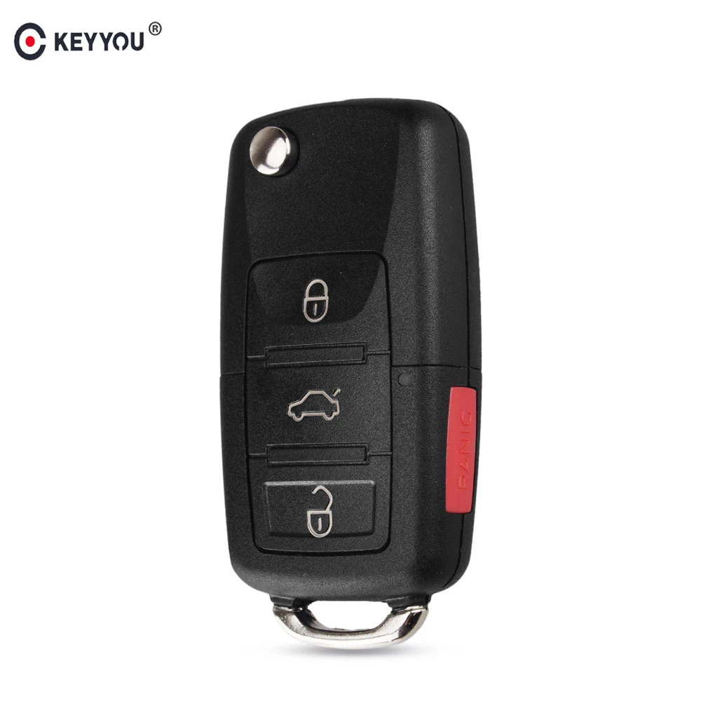 

KEYYOU 3+1 4 Buttons Remote Flip Switchblade Key Shell Replacement Key Case Cover For VW Volkswagen Golf Polo MK4 Touran Bora