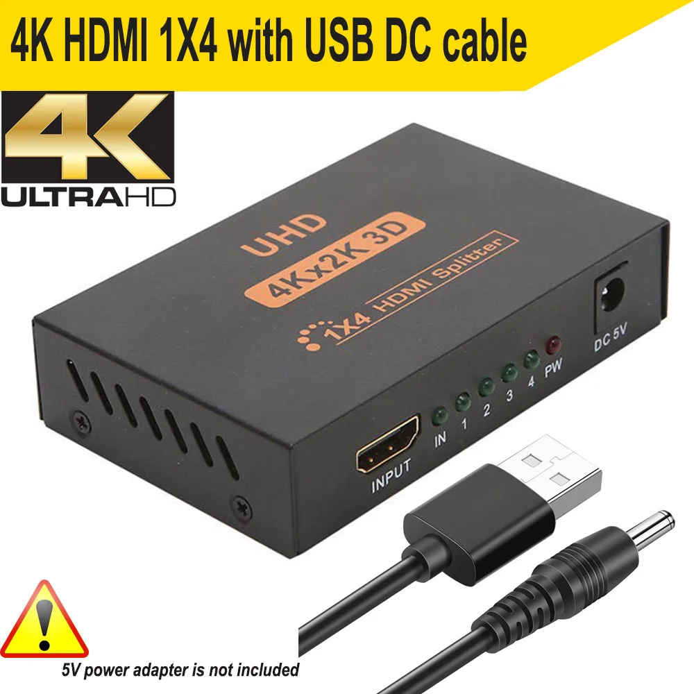 UHD 4K HDMI сплиттер 1X4 порт HDMI усилитель переключателя втулка ретранслятора HDMI 1 в 4 Выход 3D& 1080P 4K X 2 K/30 HZ - Цвет: 1X4 Splitter