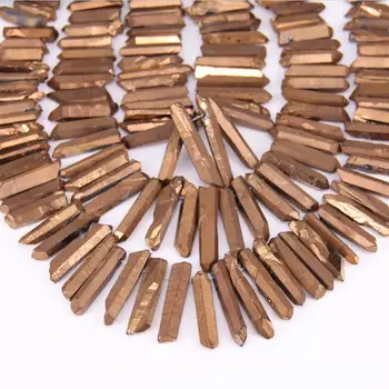 

Stick Points Brown Bronze Titanium Quartz Top Drilled Briolettes Pendant strand,Raw Crystals Rough Natural Stones Graduated Bead