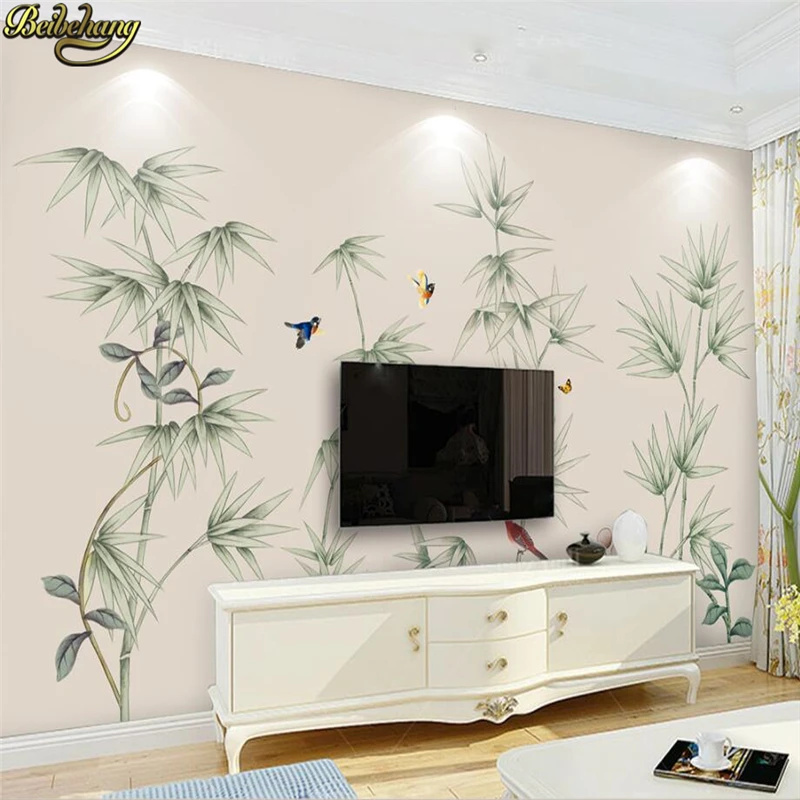 Обои из бамбука с цветами и птицами, обои для стен 3 d, обои для гостиной, домашний декор