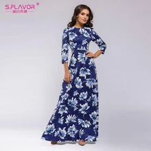 S. SABOR Mulheres Bohemian Vestido Longo de venda Quente Outono Inverno Moda Vestidos de Impressão de Boa qualidade Mulheres Elegantes Vestidos Longos
