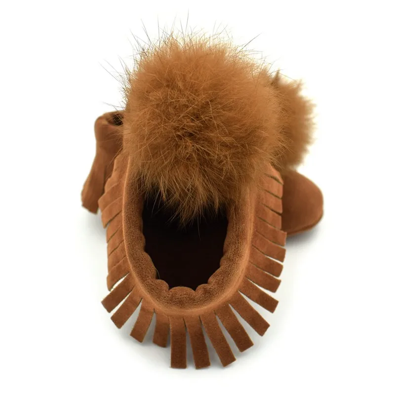 COOTELILI Toddler Baby Girl Shoes Soft Bottom Baby Boots Real Fur Princess Shoes Infant New Born Baby Tassel Shoes For Girls (7)
