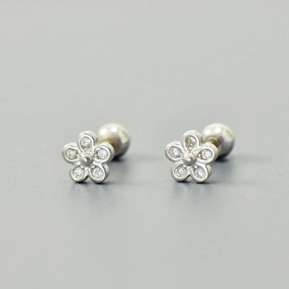 

ZTUNG GUP25 women fine 925 silver earring,delicate flower shape ear stud, a present for little girl