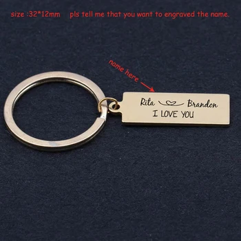 

Stainless Steel Keychain Engraved I Love You Personalized Name For Lovers Couple Anniversary Exclusive Gift Key Ring Holder Tag