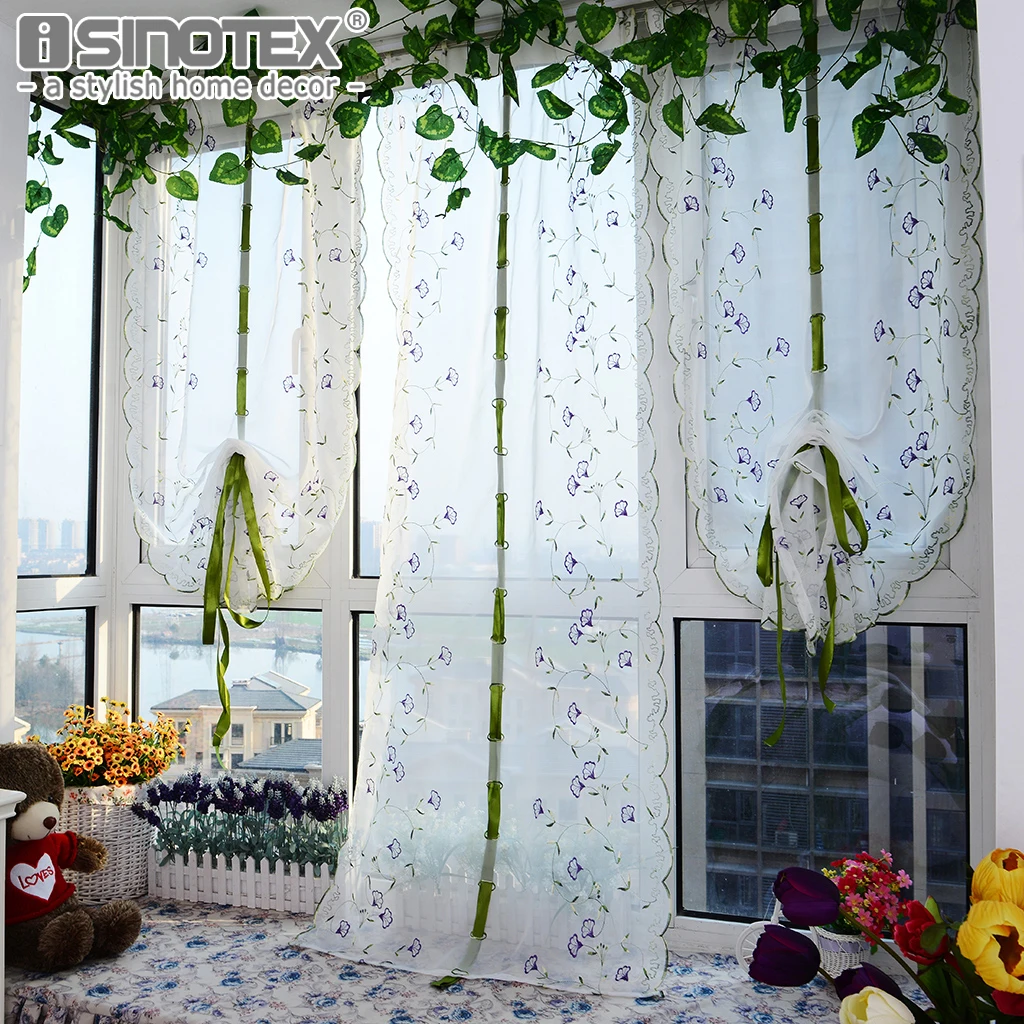 Morning Glories Window Roman Curtain Embroidered Sheer For Kitchen Living Room Bedroom Pastoral Tulle Window Curtain Screening Window Roman Curtain Tulle Window Curtainwindow Curtains Aliexpress