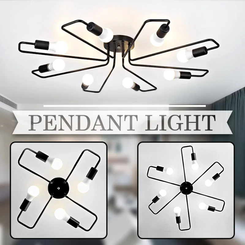 

Retro 4/6/8 Heads LED Edison Ceiling Lamp Bedroom Living Room Pendant Light Chandelier Home Decor Vintage Lighting E27 220V