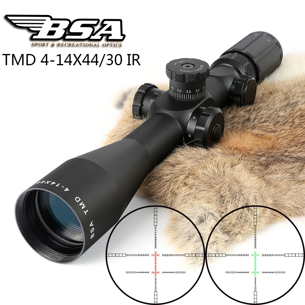 

BSA Hunting Tactical Riflescope TMD 4-14X44 IR First Focal Plane FFP Rifle Scopes Side Parallax Glass Etched Reticle Illuminated
