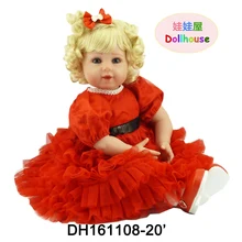 22 Soft Vinyl Baby Reborn Doll Blue Eyes Blonde Hair Toddler Baby Doll in Red Dress