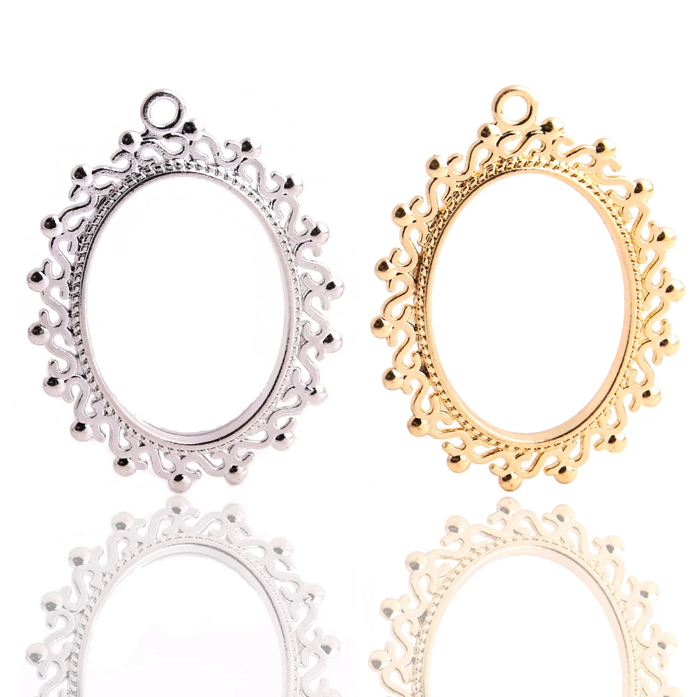 

Sweet Bell High quality 5pcs 40*53mm two color Alloy Hollow lace charm glue blank pendant tray bezel charms DIY Handmade D6183