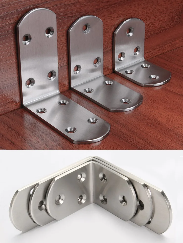 2Pcs/Lot Heavy 3mm Thick Brushed Stainless Steel Furniture Corner