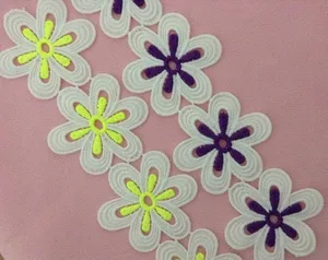 Excellent quality 6cm dyed yarn flower motif embroidery violet color lace trim,XERY-DC1101H Excellent quality 6cm dyed yarn flower motif embroidery violet color lace trim,XERY-DC1101H