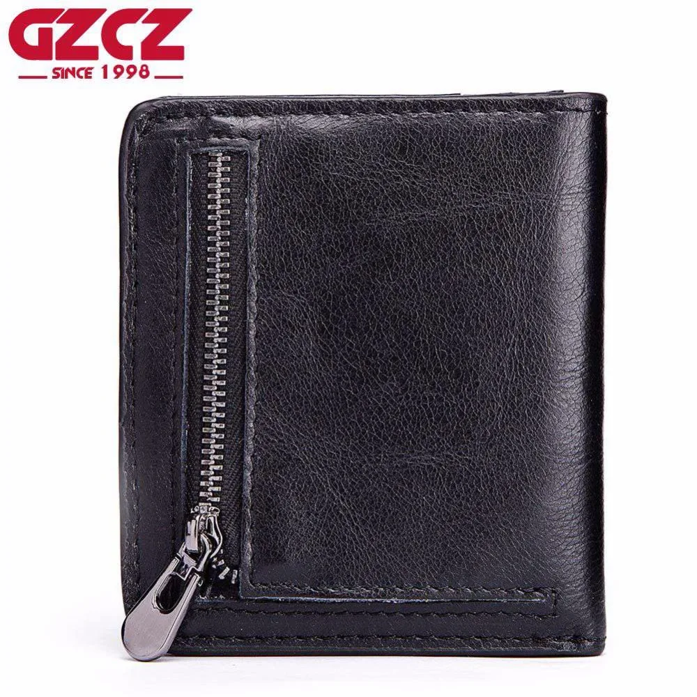 Walet com Bolsa de Moedas Bolsa de Qualidade Gzcz Bifold Bolsa Carteira Homem Macio Couro Genuíno Slots Multifunções Zíper Superior 2020 Novo Men