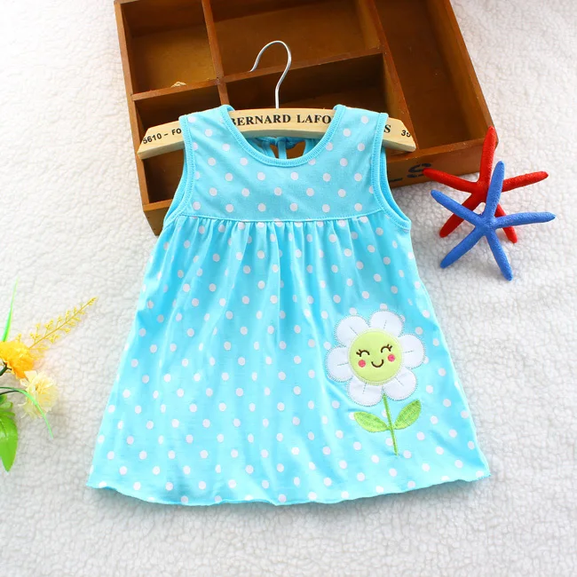 Baby Dress Summer New Girls Fashion Infantile Dresses Cotton Children's Clothes Flower Style Kids Clothing Princess Dress - Цвет: A04-lanhua