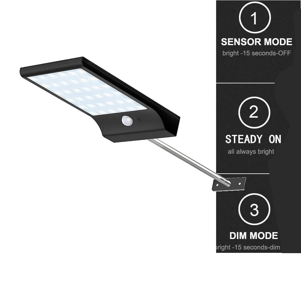 

Aluminum pole 36 LED Solar Power Street Wall Lamp PIR Motion Sensor Garden Security Lamp Waterproof for garden garage path deck