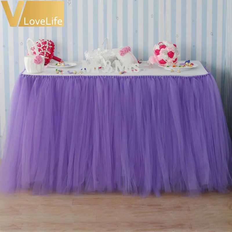 22 цвета, Тюлевая юбка-пачка для стола, фатиновая посуда для свадебного украшения, вечерние юбки для свадебного стола, домашний текстиль - Цвет: lavender