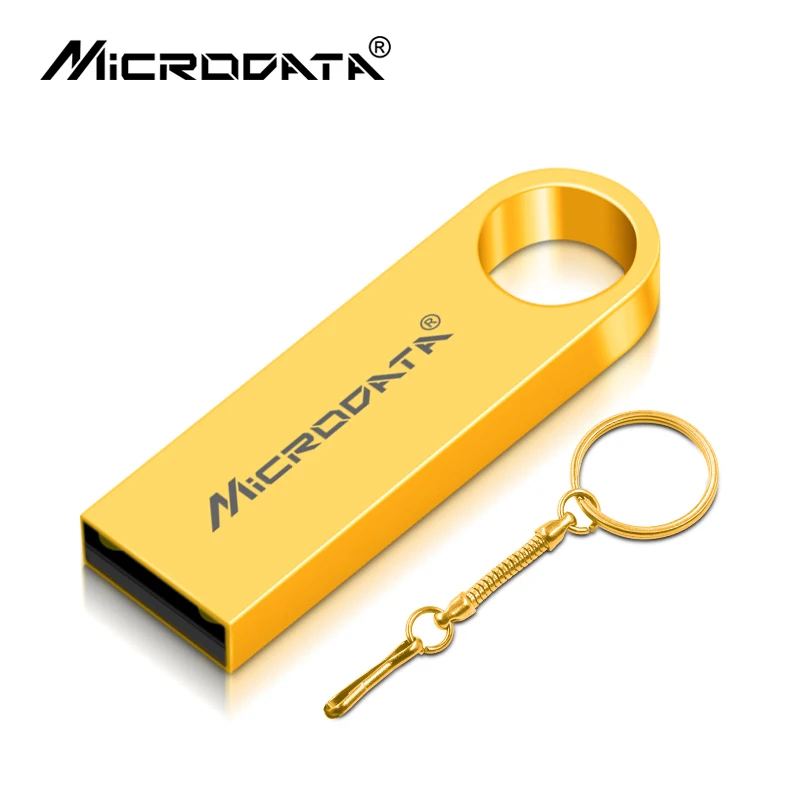 Бренд MicroData, USB флеш-накопитель, 16 ГБ, флеш-накопитель, 32 ГБ, 64 ГБ, 128 ГБ, флеш-накопитель, флеш-карта памяти, 8 ГБ, U диск, cle, usb с брелоком - Цвет: Golden