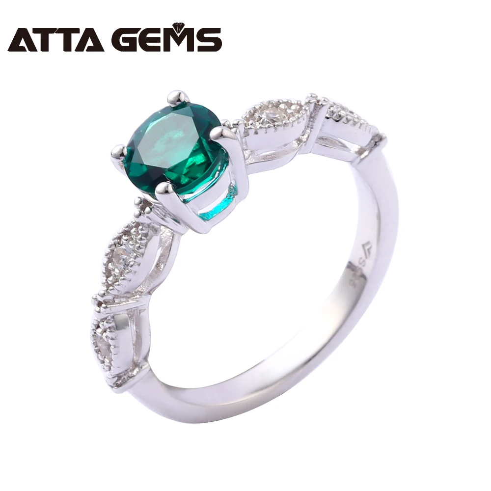 

Emerald Sterling Silver Rings Women Fashion Ring 1.1 Carats Created Emerald S925 Silver Classic Style Unisex Rings Top Quality
