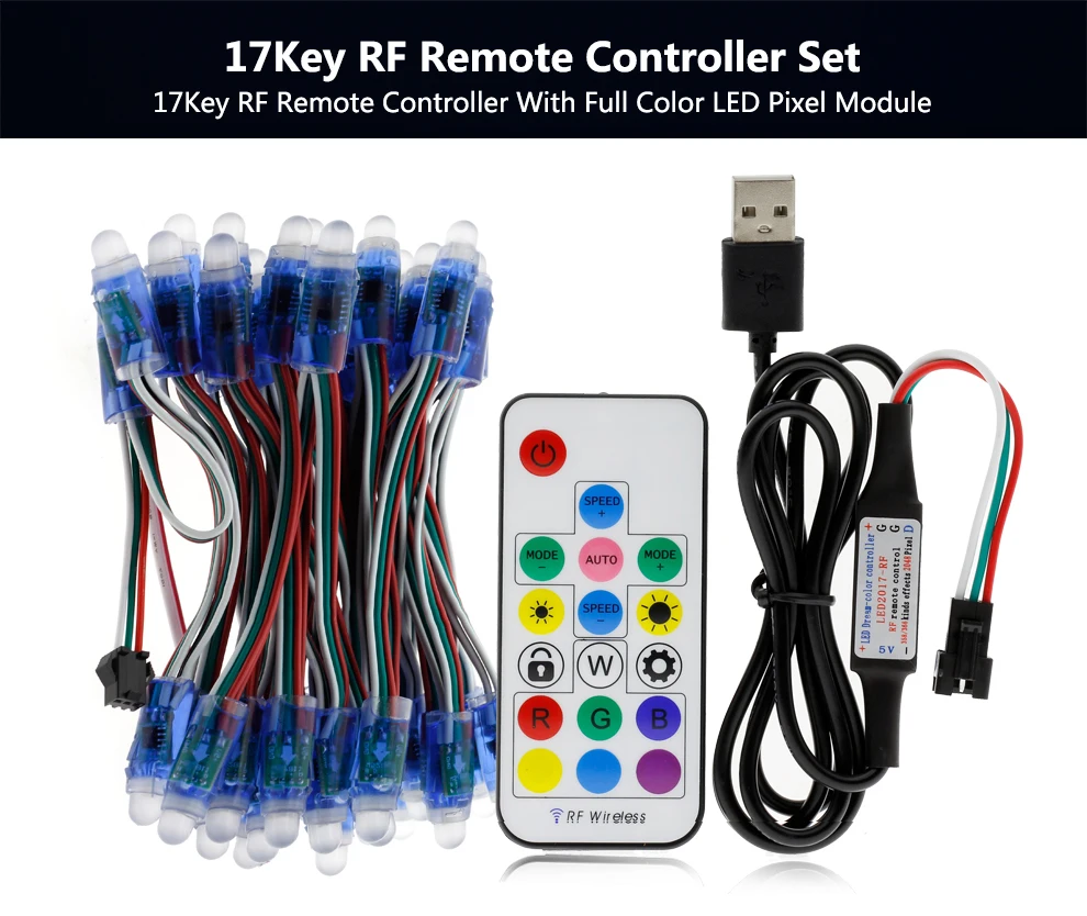 DC5V WS2811 полный Цвет светодиодный модуль пикселей RGB USB строку света 9Key музыка контроллер комплект праздник освещения 50 Pixels/Piece