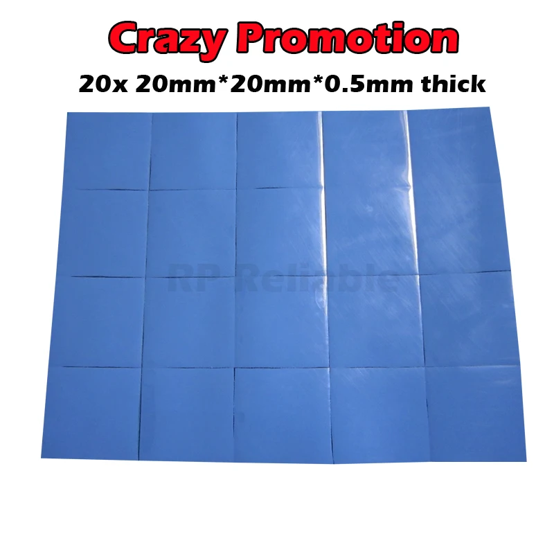

Promotion! 20x 20mm*20mm*0.5mm Soft Silicone Thermal Pads Mat for HP IBM Dell Asus Laptop VGA GPU Chips Heatsink Heat Transfer