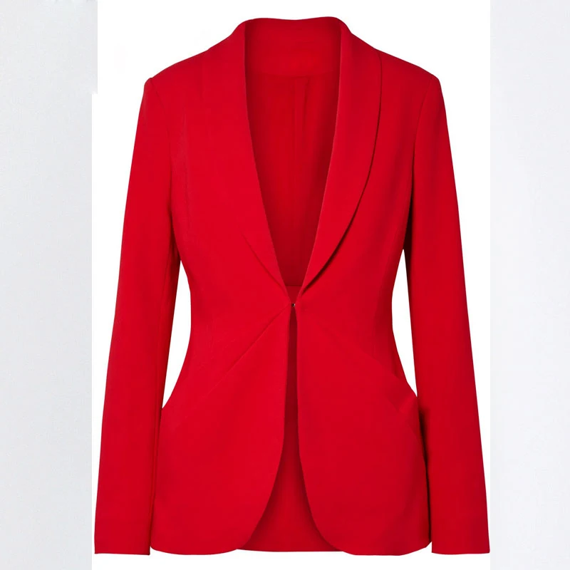 New Arrival 2018 OL Style Fashion Pants Suits Women Single Button Blazer 2 Two Piece Set red Jackets & Pants Blazers