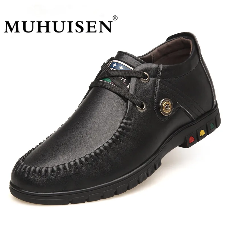 comprar MUHUISEN Marca Homens Sapatos Casuais Sapatos Da Moda Outono de Couro Macio Oxfords Negócios Sapatos Aumento da Altura Do Elevador Sapatos Plana