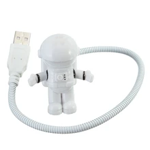 New Mini White DC 5V Flexible Portable Spaceman Astronaut USB Tube LED Night Light Lamp For Computer Laptop PC Notebook Reading