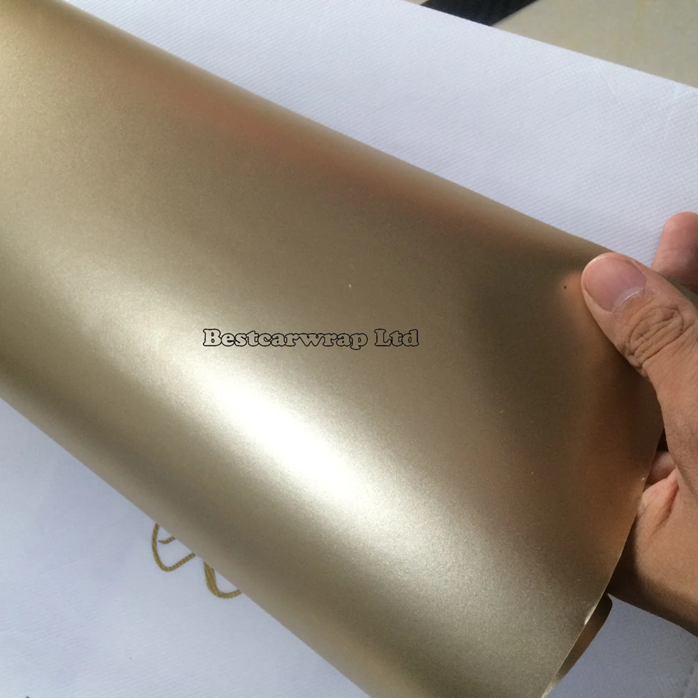champagne satin matt vinyl car wrap Metallic light gold Car wrap stickers (7)