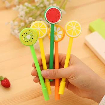 

6pcs/Lot Cute Fruit Lollipops Gel Pens 0.5mm Writing Pen For Students Learning Tool Office School Supplies Color Random