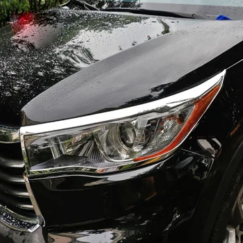 

For Toyota Highlander 2015 ABS Plastic Chrome Front Head Light Lamp Headlight Cover Trim 2pcs/set Car Styling