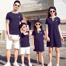 Summer parent-child wear a Family Matching Outfits of three mother and daughter dress father son Tshirt family matching clothes