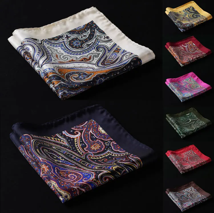  HN23 Paisley Handkerchief 100% Natural Silk Satin Mens Hanky Fashion Classic Wedding Party Pocket S