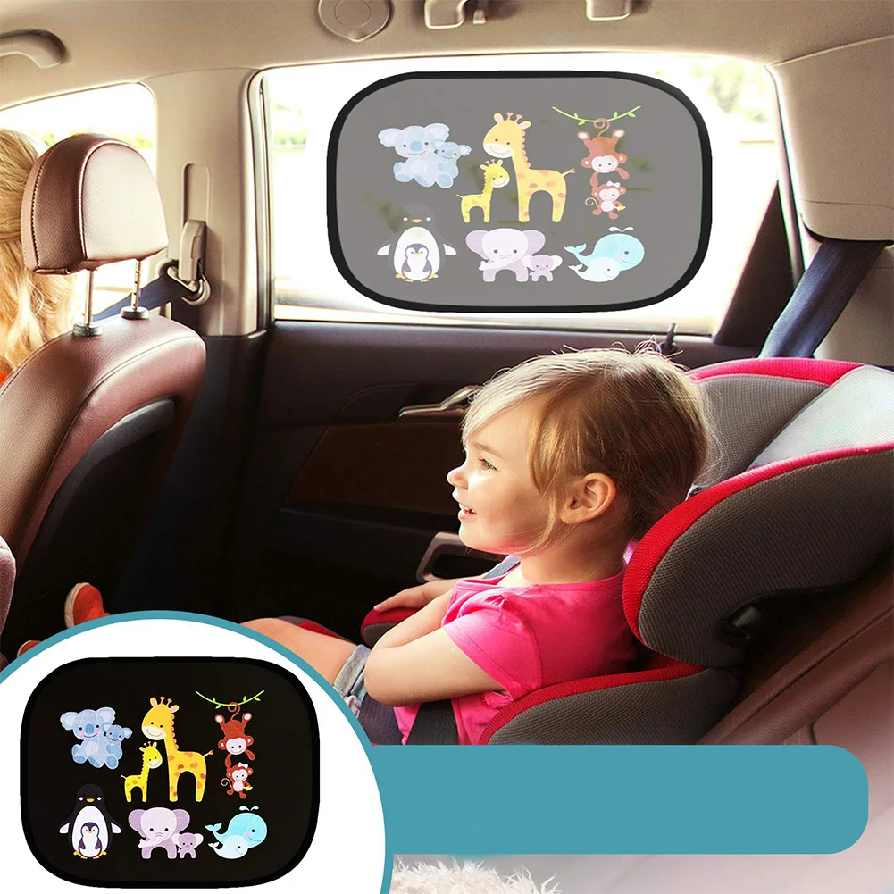 

2PCS Electrostatic Adsorption Sticker UV Protection Car Sun Shade PVC Cartoon Kid Universal Reusable Car Side Window Visor Cover