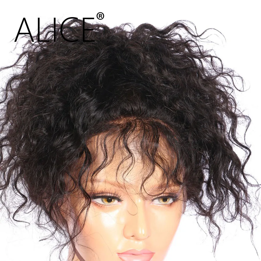 

ALICE Pre Plucked Full Lace Human Hair Wigs With Baby Hair Curly Brazilian Virgin Hair Wigs For All Women Bleached Knots