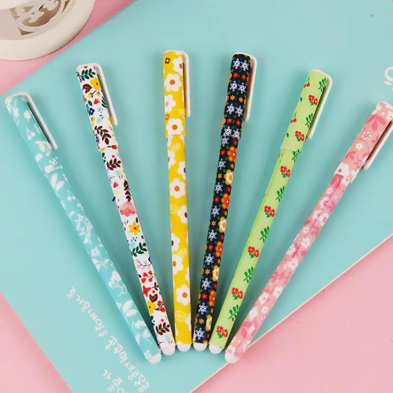 

6pcs/lot Cute Cartoon Gel Pen Creative Flowers Cat 6 Color/ Black Gel Ink Pen Kawaii Pen Gift Stationery School Supplies