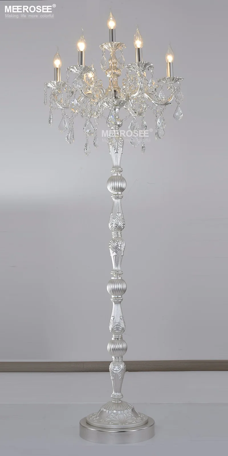 Винтажный Хрустальный торшер, серебряный светильник-подставка, хрустальный светильник, канделябра, стоящая лампа, люстры с K9, светильник с кристаллами