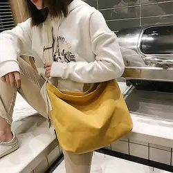 Мягкая Холщовая Сумка большой емкости женская сумка-шоппер 2019 Новая повседневная женская сумка на одно плечо