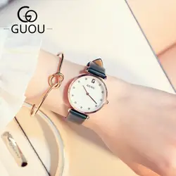 Новый Relogio Feminino Роскошные брендовые Модные кварцевые часы для женщин наручные часы со стразами ретро дизайн кожаный ремешок водонепроница