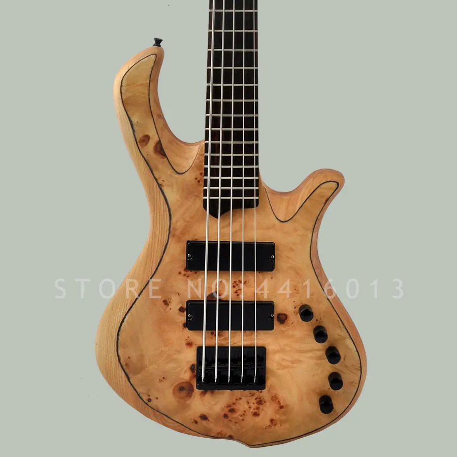

Top quality factory custom Mayones bass 5 strings rotten tree scar electric bass with ash body musical instument shop
