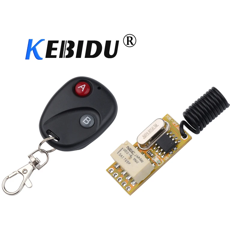 

kebidu 3.5-12V Relay Wireless Switch Remote Control Power LED Lamp Controller Momentary Toggle Latched Adjustable Micro Receiver